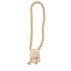 NWT Crystal Avenue Women's Jewelry Pearl Necklace & Earrings Set White Gold-Tone